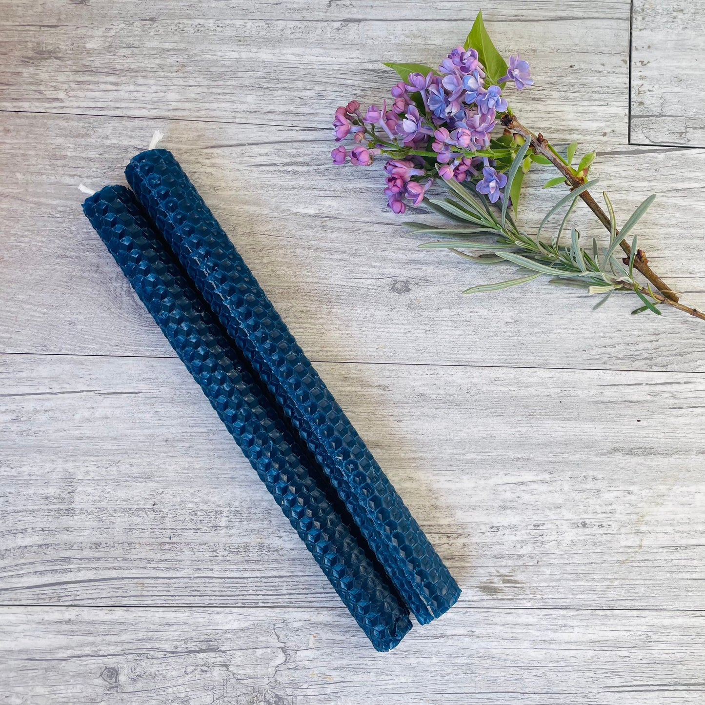 Hand Made Beeswax Tapers - Denim Blue
